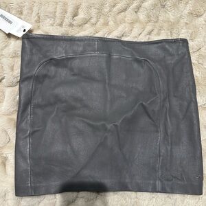 Monika Chiang Charcoal Leather Mini Skirt